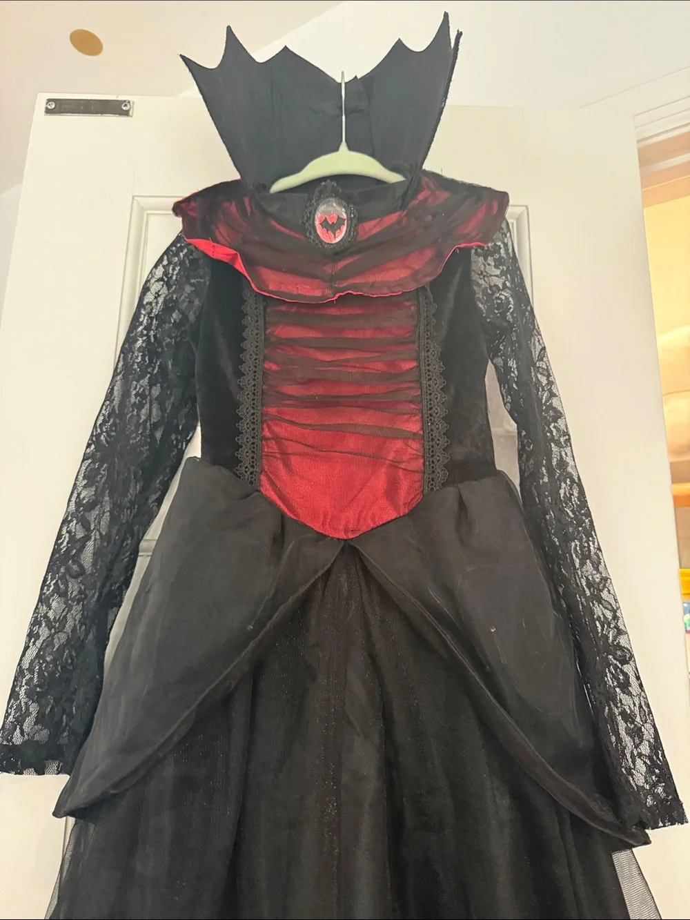 Girls' Black and Red Gothic Vampire Dress Costume